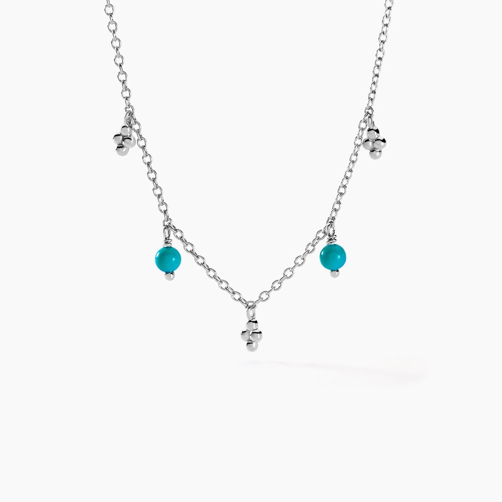 Collier Adiva Argent Blanc Turquoise - Colliers avec pierres Femme | Marc Orian