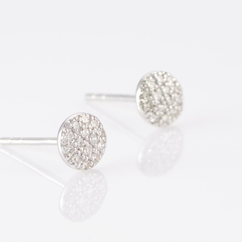 Boucles D'oreilles Puces Teani Or Blanc Diamant - Puces Femme | Marc Orian