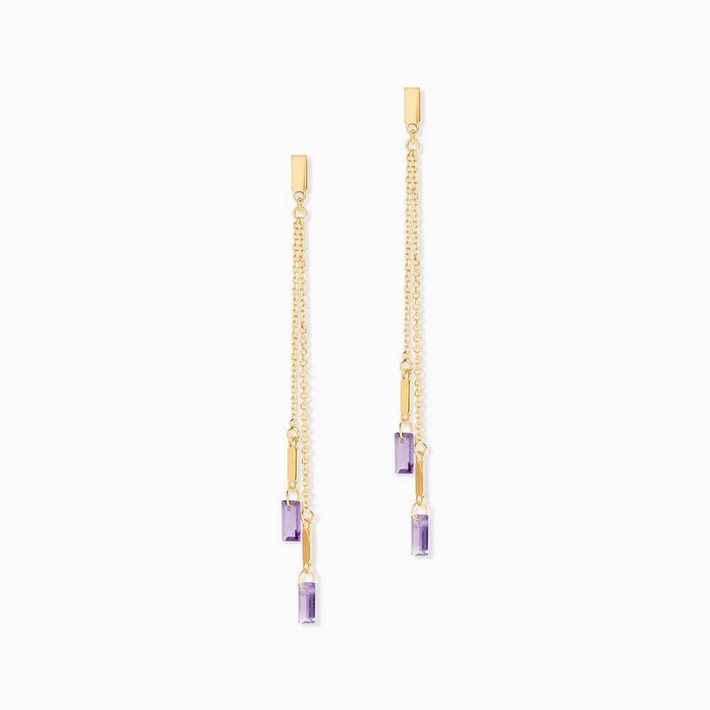 Bijoux D'oreilles Lavender Or Jaune Am&eacute;thyste - Pendantes Femme | Marc Orian
