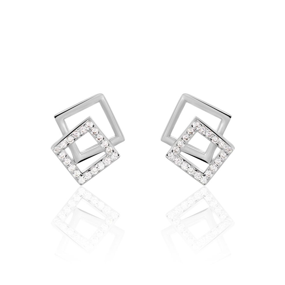 Boucles D'oreilles Puces Argent Blanc Maysoon Oxydes De Zirconium - Puces Femme | Marc Orian