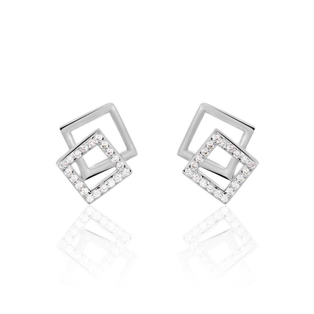 Boucles D'oreilles Puces Argent Blanc Maysoon Oxydes De Zirconium - Puces Femme | Marc Orian