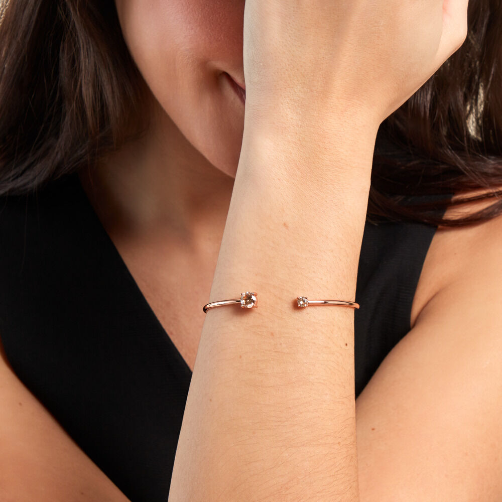 Bracelet Jonc Domitille Argent Rose Oxyde De Zirconium - Bracelets joncs Femme | Marc Orian