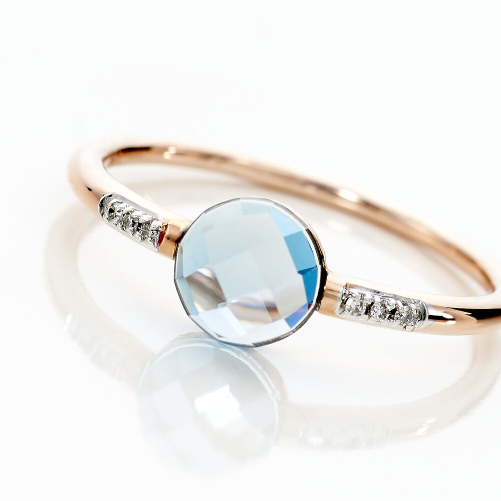 Bague Bonbon Or Rose Topaze Et Oxyde De Zirconium - Bagues pierres fines Femme | Marc Orian