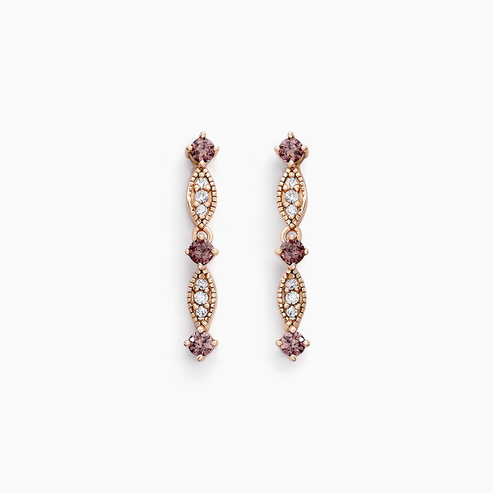 Boucles D'oreilles Pendantes Eugenie Argent Rose Oxyde De Zirconium - Pendantes Femme | Marc Orian