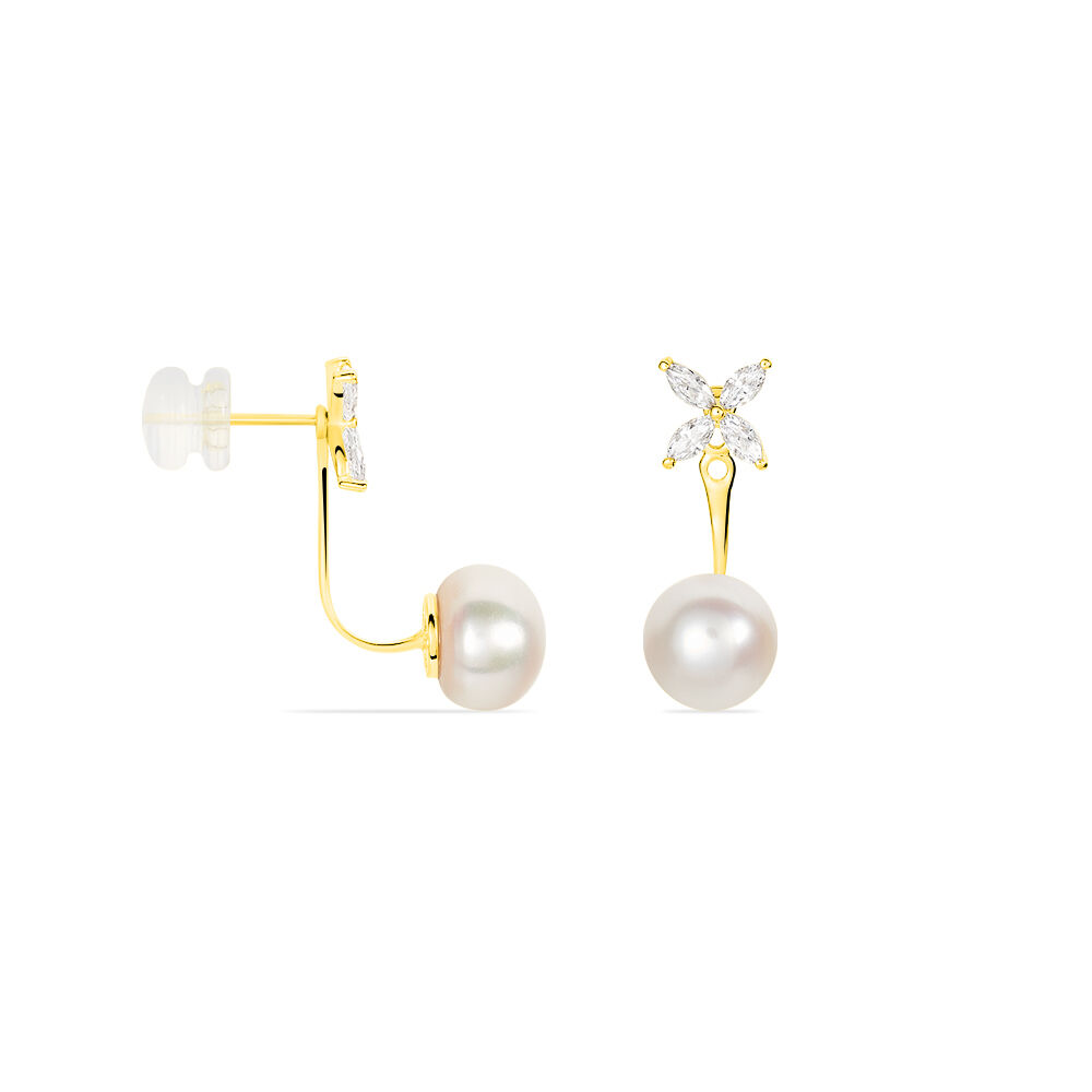 Bijoux D'oreilles Norah Or Jaune Perle De Culture Et Oxyde - Piercings d'oreilles Femme | Marc Orian