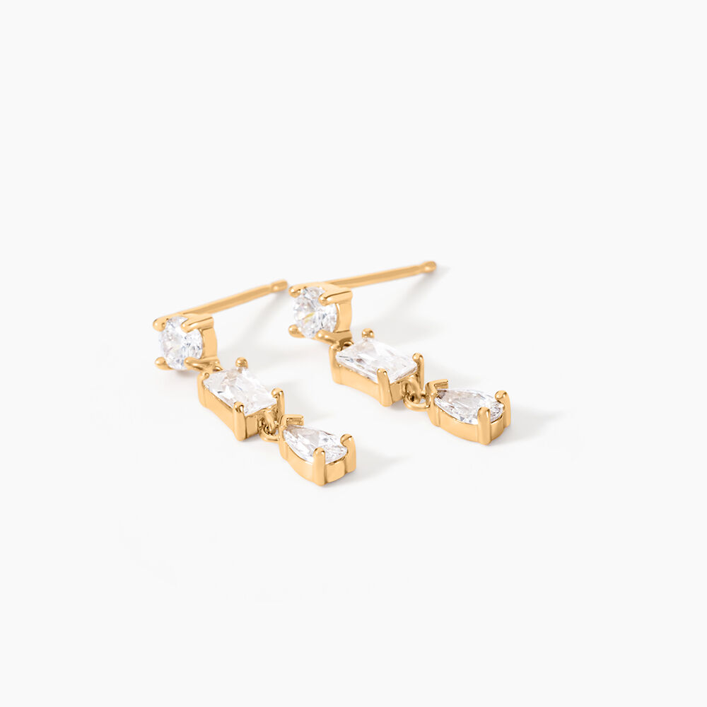 Boucles D'Oreilles Pendantes Sya Plaque Or Jaune Oxyde De Zirconium - Pendantes Femme | Marc Orian