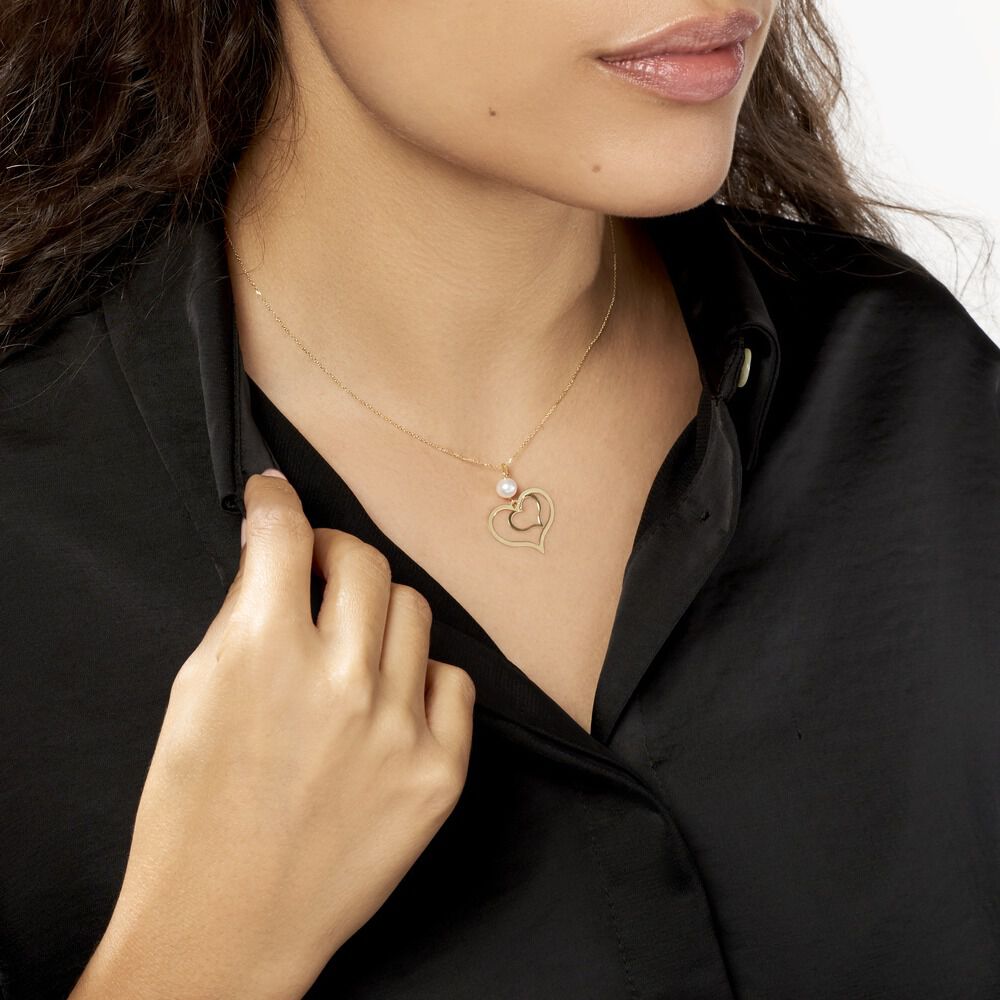 Collier Double Ajoure Or Jaune Perle De Culture - Colliers avec pierres Femme | Marc Orian