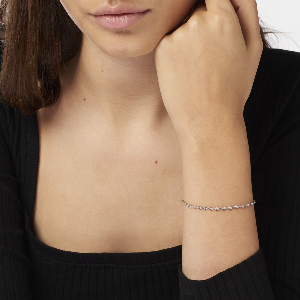 Bracelet Ciana Torsade Diamante Argent Blanc - Bracelets chaînes Femme | Marc Orian