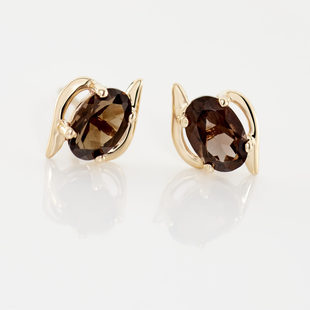 Boucles D'oreilles Puces Vrille Ovale Or Jaune Quartz - Puces Femme | Marc Orian