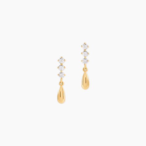 Boucles D'Oreilles Pendantes Johanie Or Jaune Oxyde De Zirconium - Pendantes Femme | Marc Orian