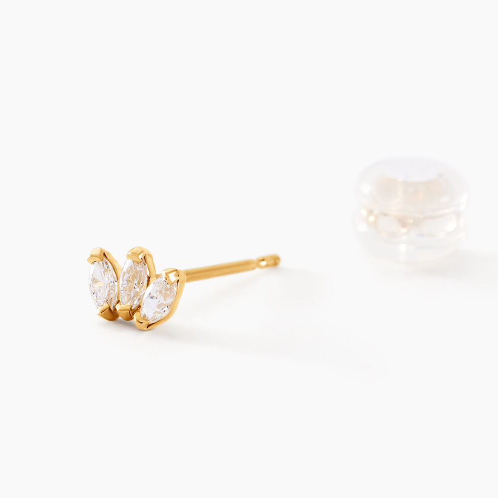 Boucles D'oreilles Puces Trai Or Jaune Oxyde De Zirconium - Puces Femme | Marc Orian