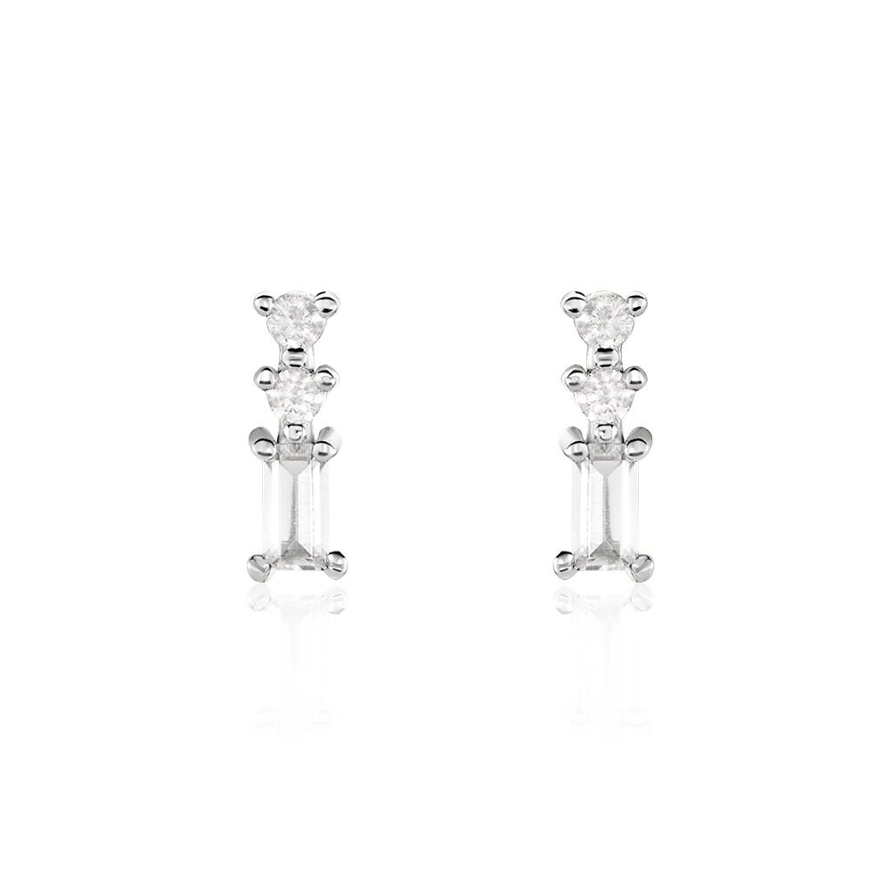 Boucles D'oreilles Puces Iolyn Argent Blanc Oxyde De Zirconium - Puces Femme | Marc Orian
