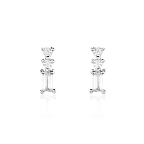 Boucles D'oreilles Puces Iolyn Argent Blanc Oxyde De Zirconium - Puces Femme | Marc Orian