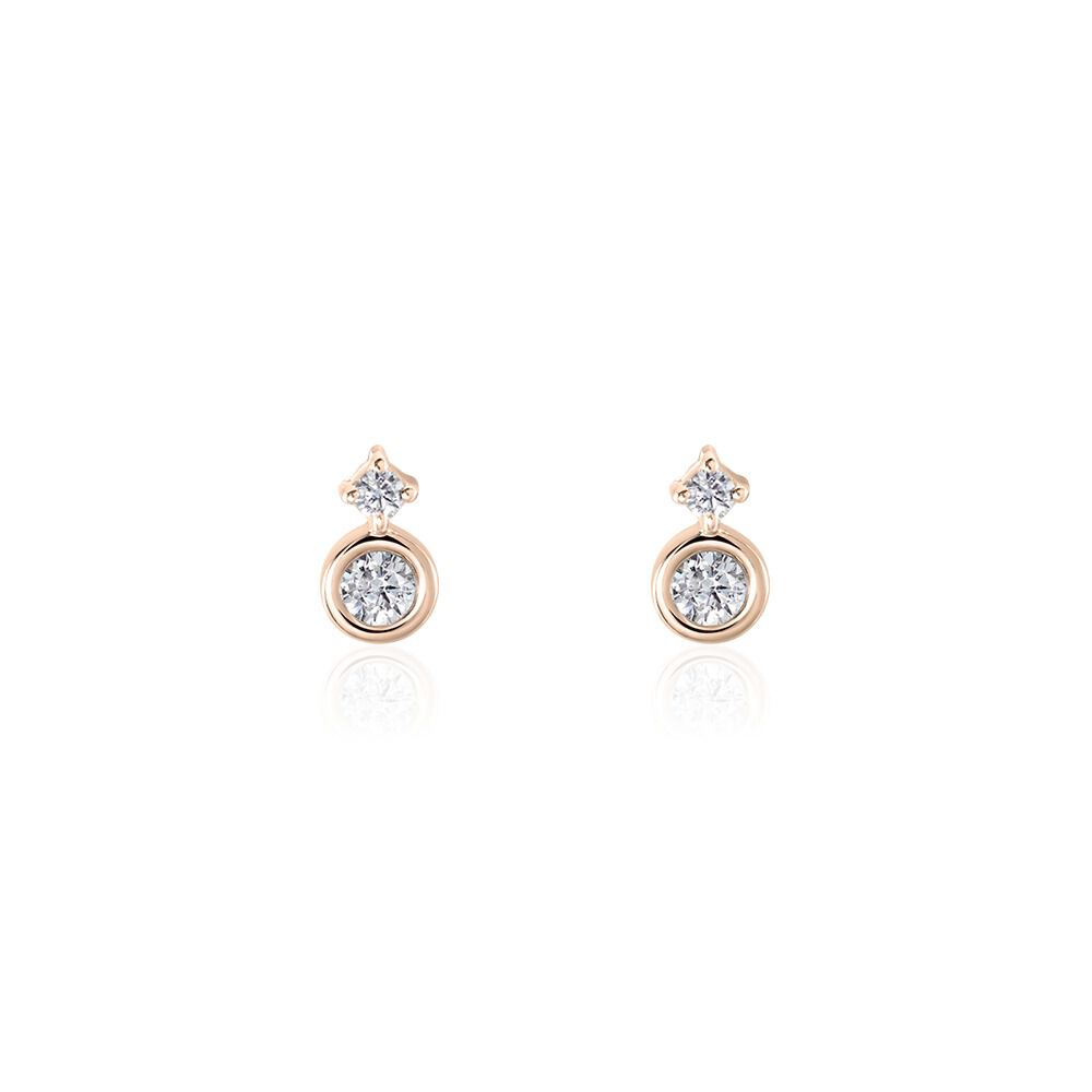 Boucles D'oreilles Puces Argent Rose Dorete Oxydes De Zirconium - Puces Femme | Marc Orian