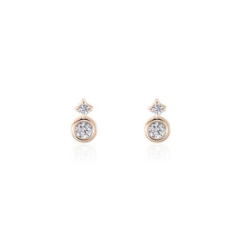 Boucles D'oreilles Puces Argent Rose Dorete Oxydes De Zirconium - Puces Femme | Marc Orian