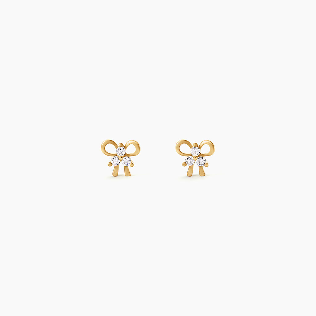 Boucles D'Oreilles Puces Darina Argent Dor&eacute; A L'Or 750/1000 Oxyde De Zirconium - Puces Enfant | Marc Orian