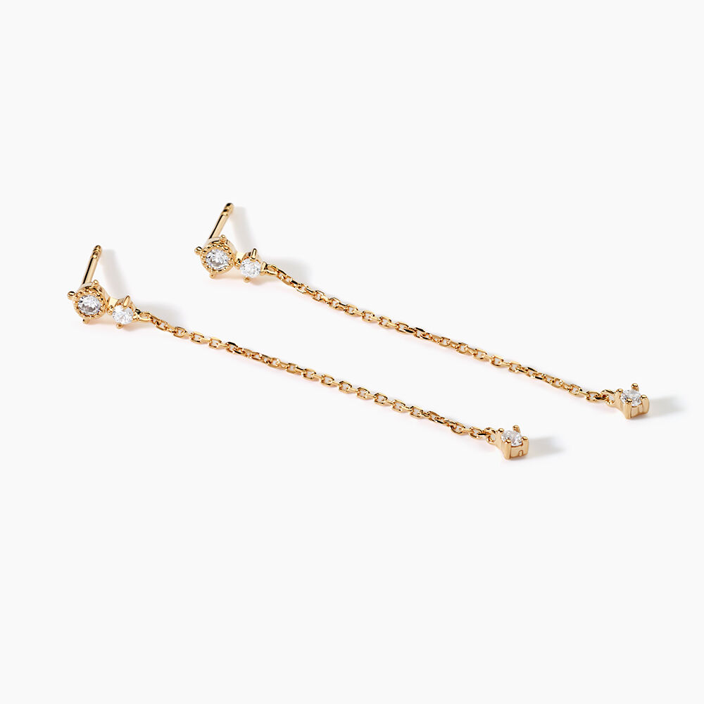 Boucles D'oreilles Pendantes &eacute;clat Perl&eacute; Plaqu&eacute; Or Oxyde De Zirconium - Pendantes Femme | Marc Orian