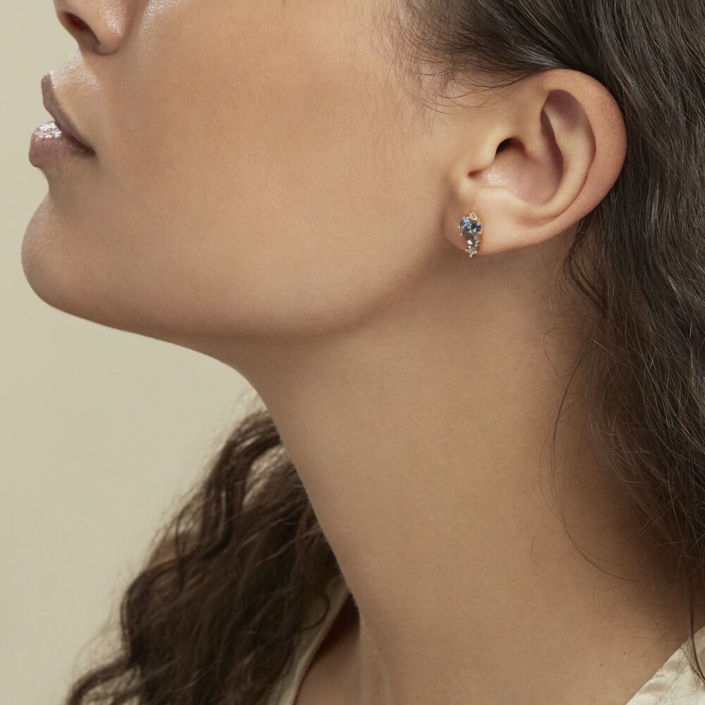 Boucles D'oreilles Puces Plaqué Or Era Pierre De Synthèse - Puces Femme | Marc Orian
