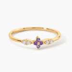 Bague Jochem Argent Dor&eacute; A L'Or 750/1000 Am&eacute;thyste Oxyde De Zirconium - Bagues pierres fines Femme | Marc Orian