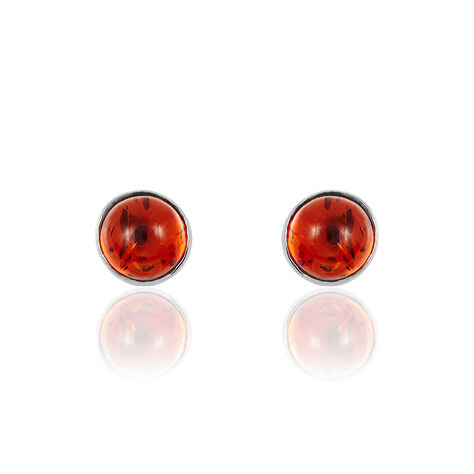 Boucles D'oreilles Puces Brunhild Argent Blanc Ambre - Puces Femme | Marc Orian