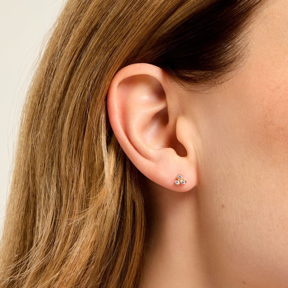Boucles D'Oreilles Puces Marinette Plaqu&eacute; Or Jaune Oxyde De Zirconium - Puces Femme | Marc Orian