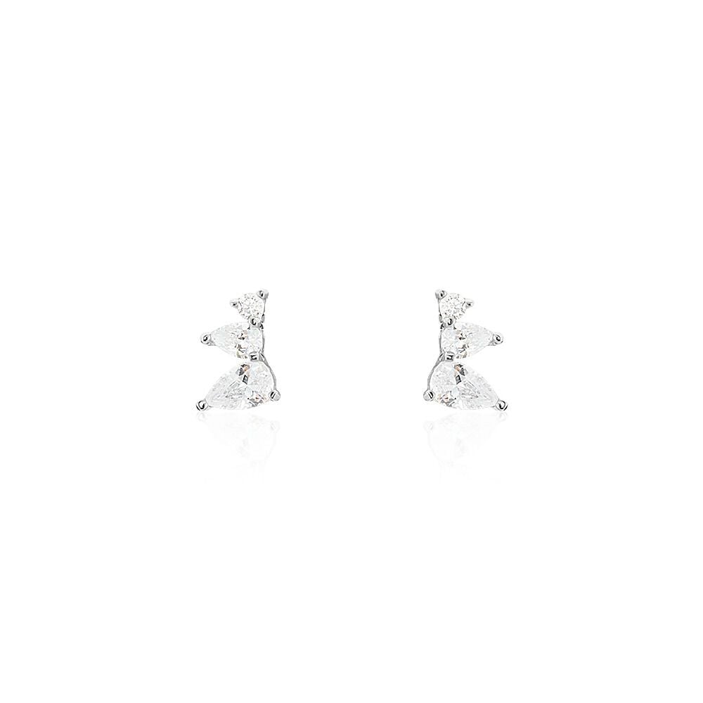 Boucles D'oreilles Puces Anya Argent Blanc Oxyde De Zirconium - Puces Femme | Marc Orian