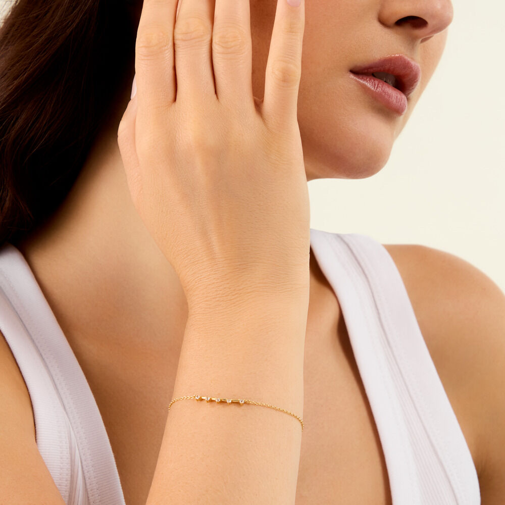 Bracelet Olympe Argent Dor&eacute; A L'Or 750/1000 Oxyde De Zirconium - Bracelets cha&icirc;nes Femme | Marc Orian