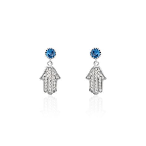Boucles D'oreilles Pendantes Fidelma Argent Blanc Spinelle Oxyde - Pendantes Femme | Marc Orian