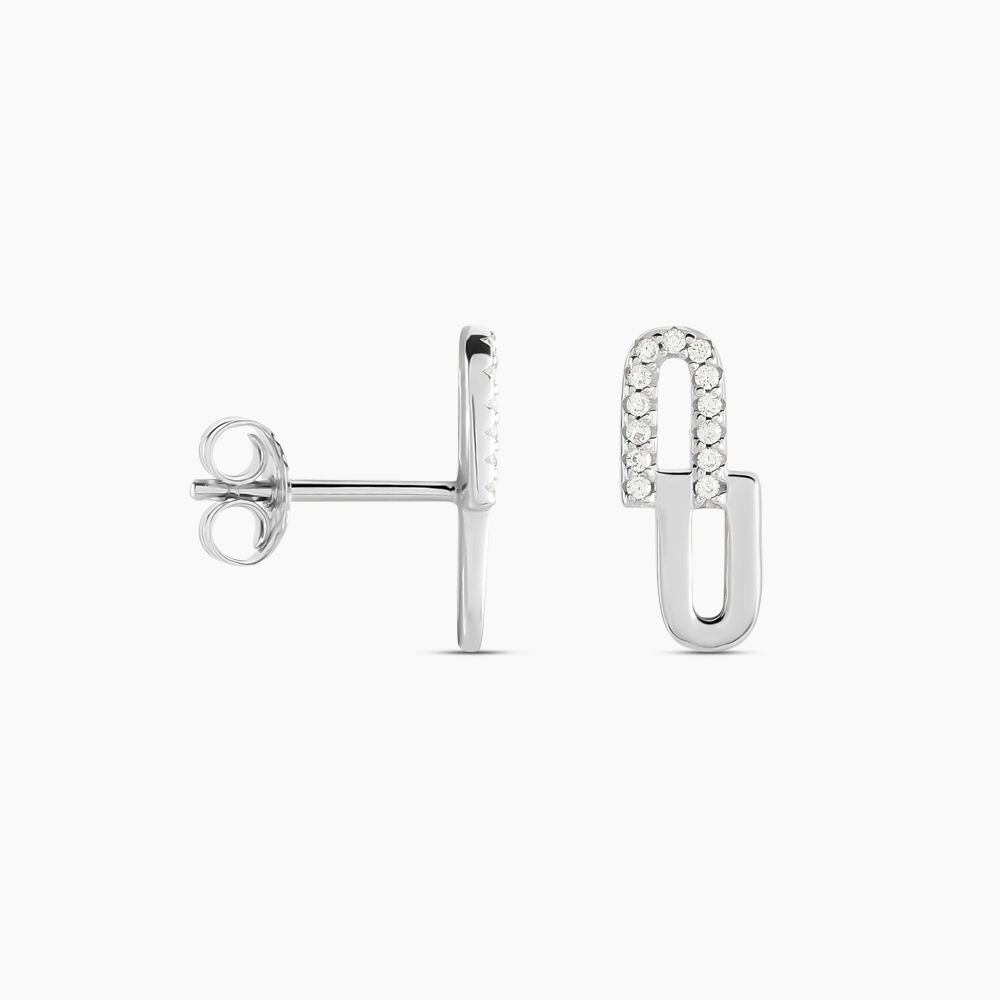 Boucles D'oreilles Puces Neema Argent Blanc Oxyde De Zirconium - Puces Femme | Marc Orian