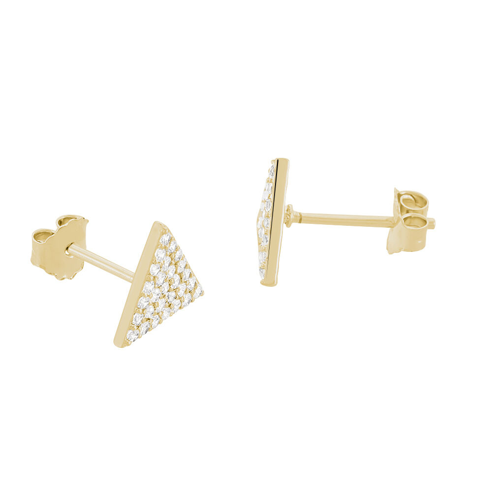 Boucles D'oreilles Courtney Plaqué Or Jaune Oxydes De Zirconium - Puces Femme | Marc Orian