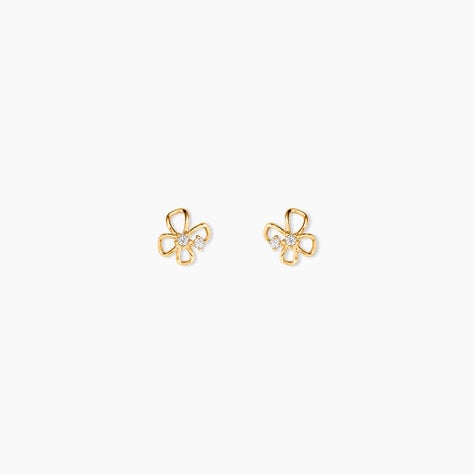 Boucles D'Oreilles Puces Bas Or Jaune Oxyde De Zirconium - Puces Femme | Marc Orian