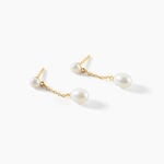 Boucles D'Oreilles Pendantes Clare Argent Dor&eacute; A L'Or 750/1000 Perle De Culture - Pendantes Femme | Marc Orian