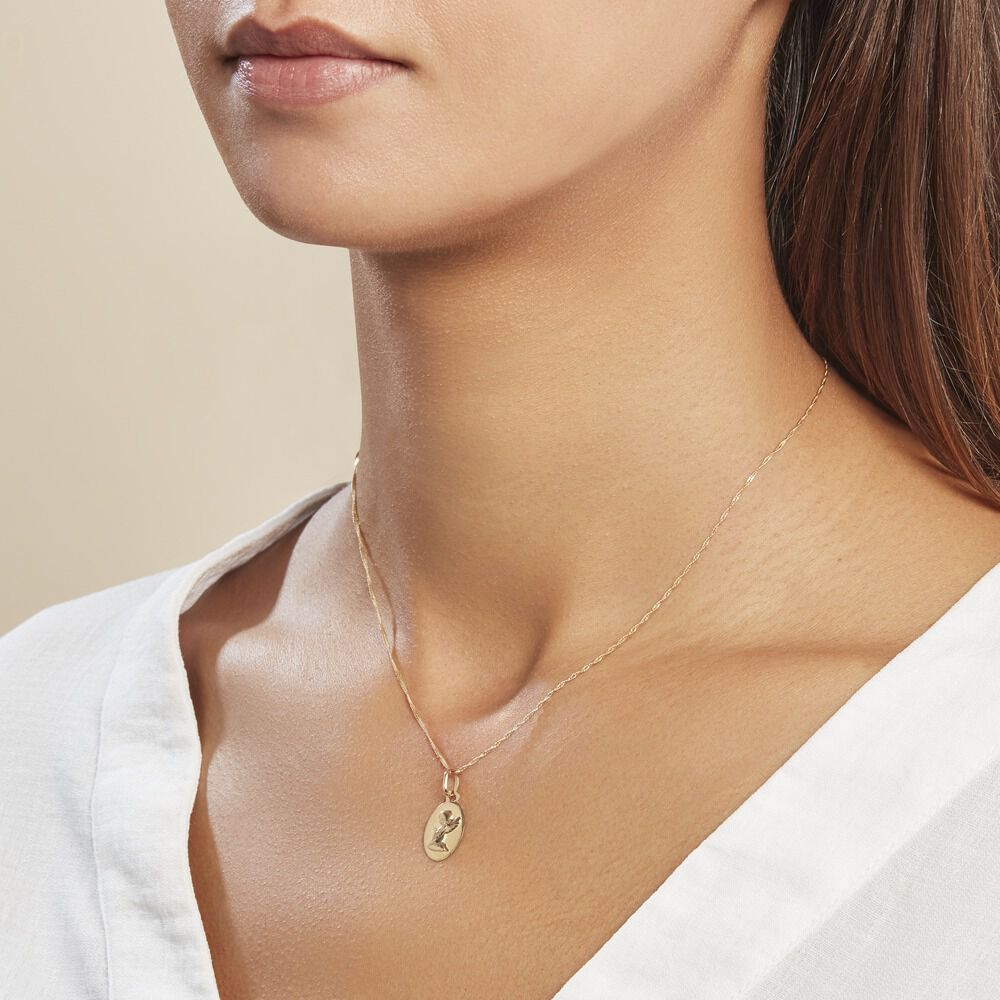 Pendentif Ange Ovale Or Jaune - Bijoux personnalisés Famille | Marc Orian