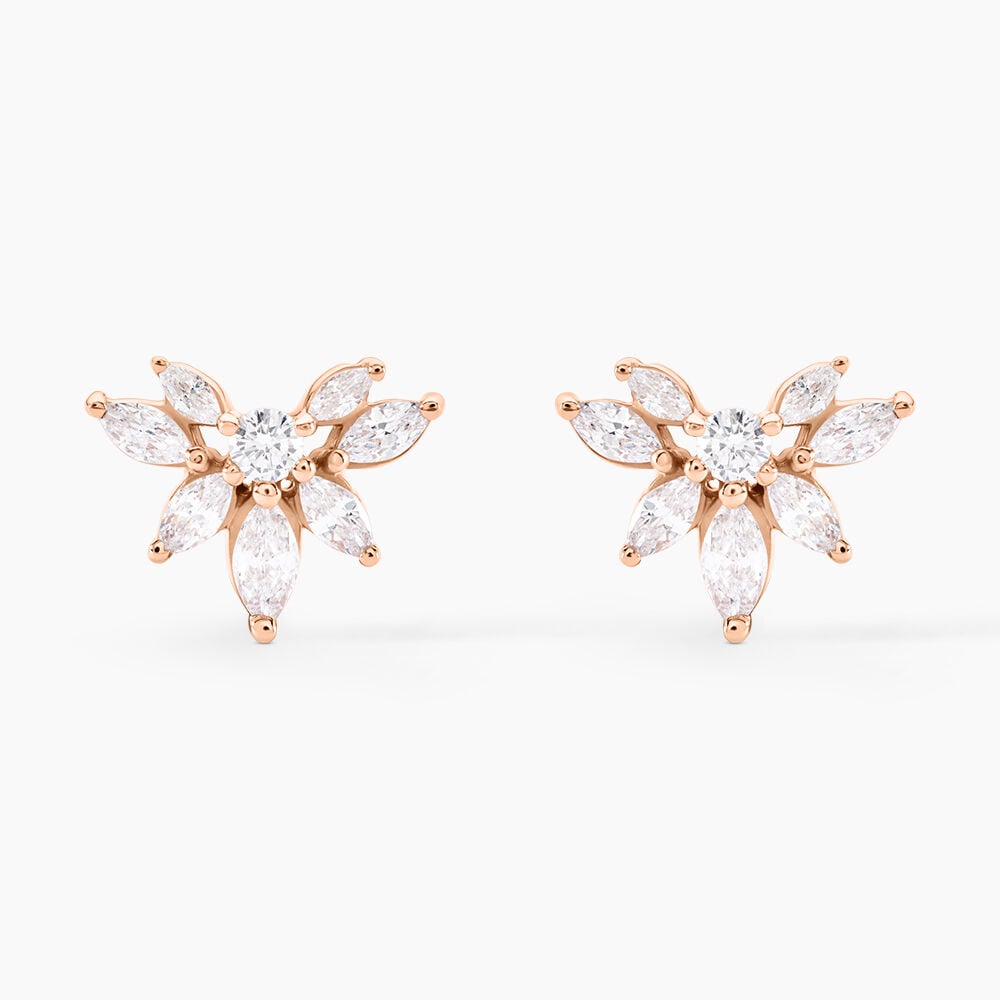 Boucles D'oreilles Puces Davena Argent Rose Oxyde De Zirconium - Puces Femme | Marc Orian