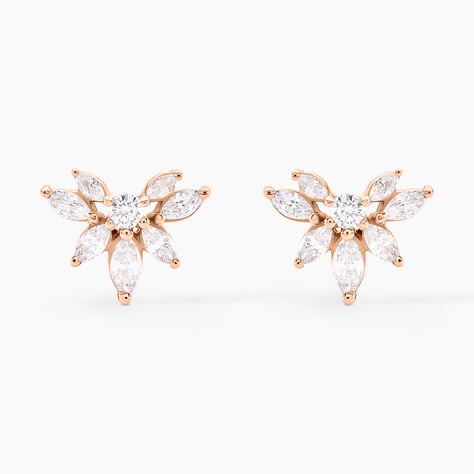 Boucles D'oreilles Puces Davena Argent Rose Oxyde De Zirconium - Puces Femme | Marc Orian