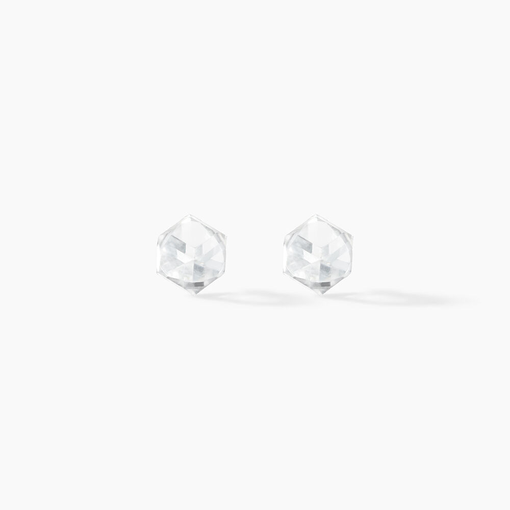 Boucles D'oreilles Puces Bridie Argent Blanc Pierre De Synthese - Puces Femme | Marc Orian