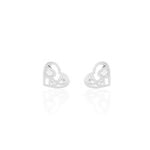 Boucles D'oreilles Puces Huan C&oelig;ur Or Blanc Oxyde De Zirconium - Puces Femme | Marc Orian