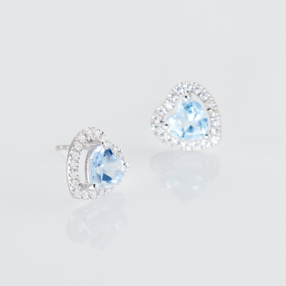 Boucles D'oreilles Puces Or Blanc Ashraf Topazes Oxydes De Zirconium - Puces Femme | Marc Orian