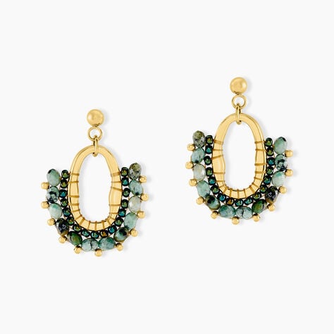 Boucles D'oreilles Pendantes Athena Acier Jaune Verre Turquoise - Pendantes Femme | Marc Orian
