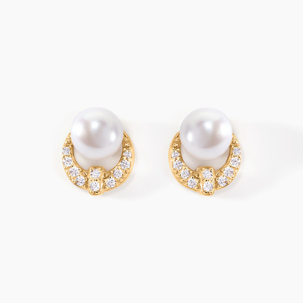 Boucles D'oreilles Puces Aloys Or Jaune Perle De Culture - Puces Femme | Marc Orian