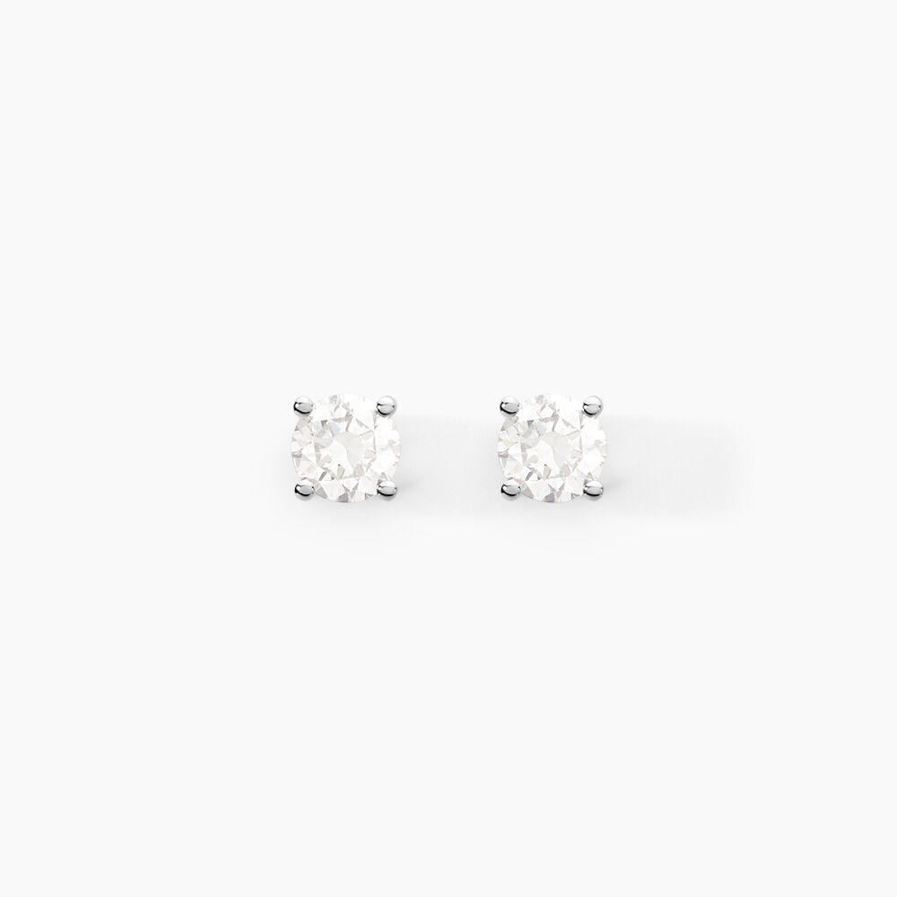 Boucles D'oreilles Puces Aphrodite Or Blanc Diamant - Puces Famille | Marc Orian