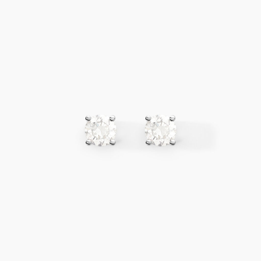 Boucles D'oreilles Puces Aphrodite Or Blanc Diamant - Puces Famille | Marc Orian