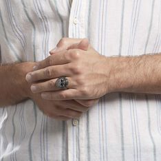 Bague Acier Blanc Et Noir Valentik - Bague fantaisie Homme | Marc Orian