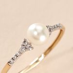Bague Lonny Or Jaune Perle De Culture Et Oxyde De Zirconium - Parures de mariage Femme | Marc Orian