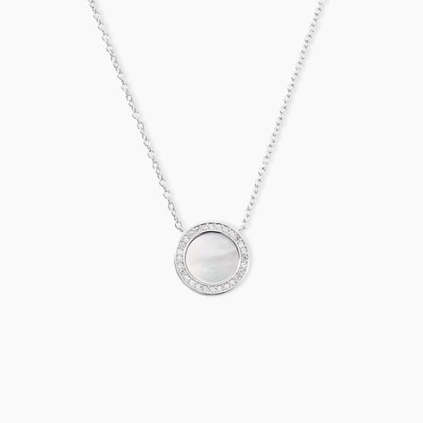 Collier Nawala Argent Blanc Oxyde De Zirconium Et Nacre - Colliers avec pierres Femme | Marc Orian