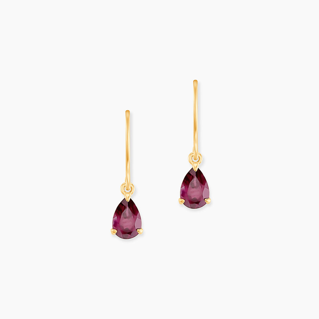 Boucles D'oreilles Puces Rhodolite Kayline Or Jaune Rhodolite - Pendantes Femme | Marc Orian