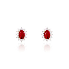 Boucles D'oreilles Puces Vladimir Or Jaune Diamant Et Rubis - Clous d'oreilles Femme | Marc Orian