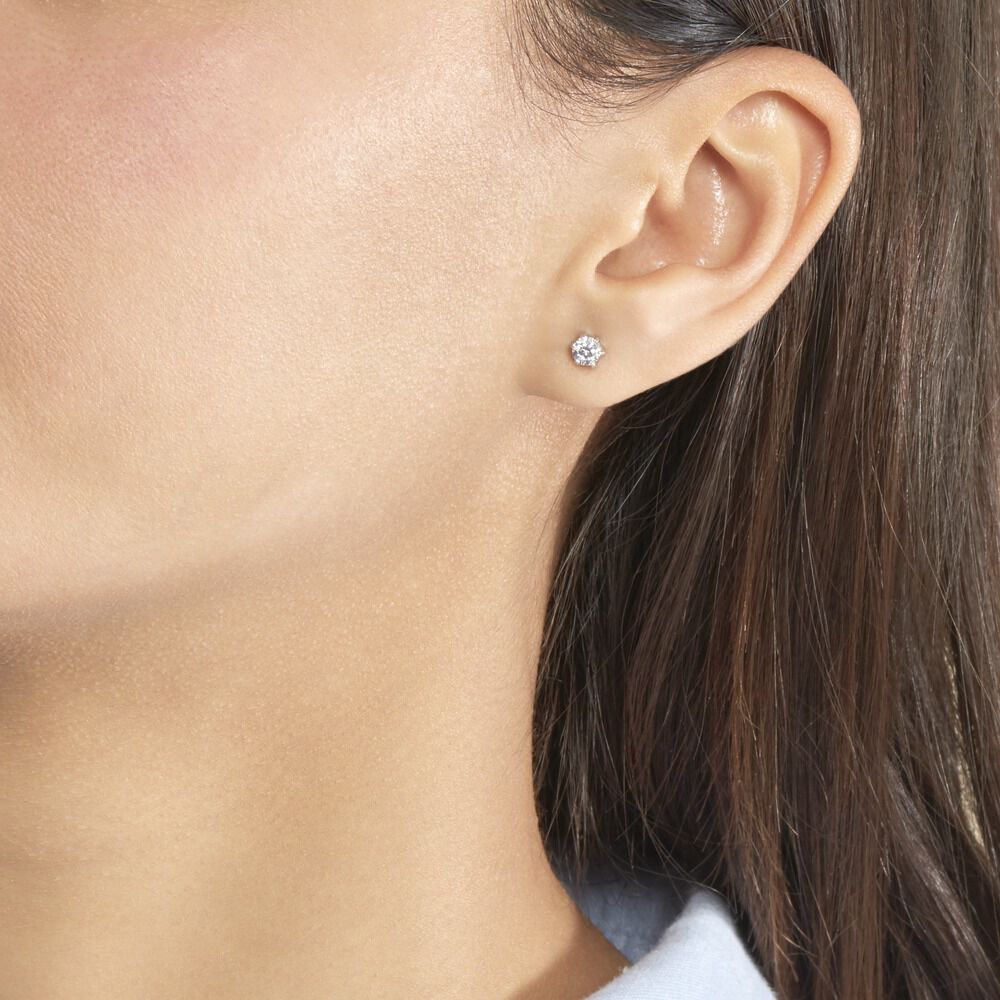 Boucles D'oreilles Puces Petrine Argent Blanc Oxyde De Zirconium - Puces Femme | Marc Orian