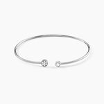 Bracelet Jonc Perline Argent Blanc Oxyde De Zirconium - Bracelets joncs Femme | Marc Orian
