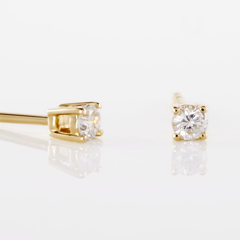 Boucles D'oreilles Puces Or Jaune Victoria Diamants - Puces Femme | Marc Orian
